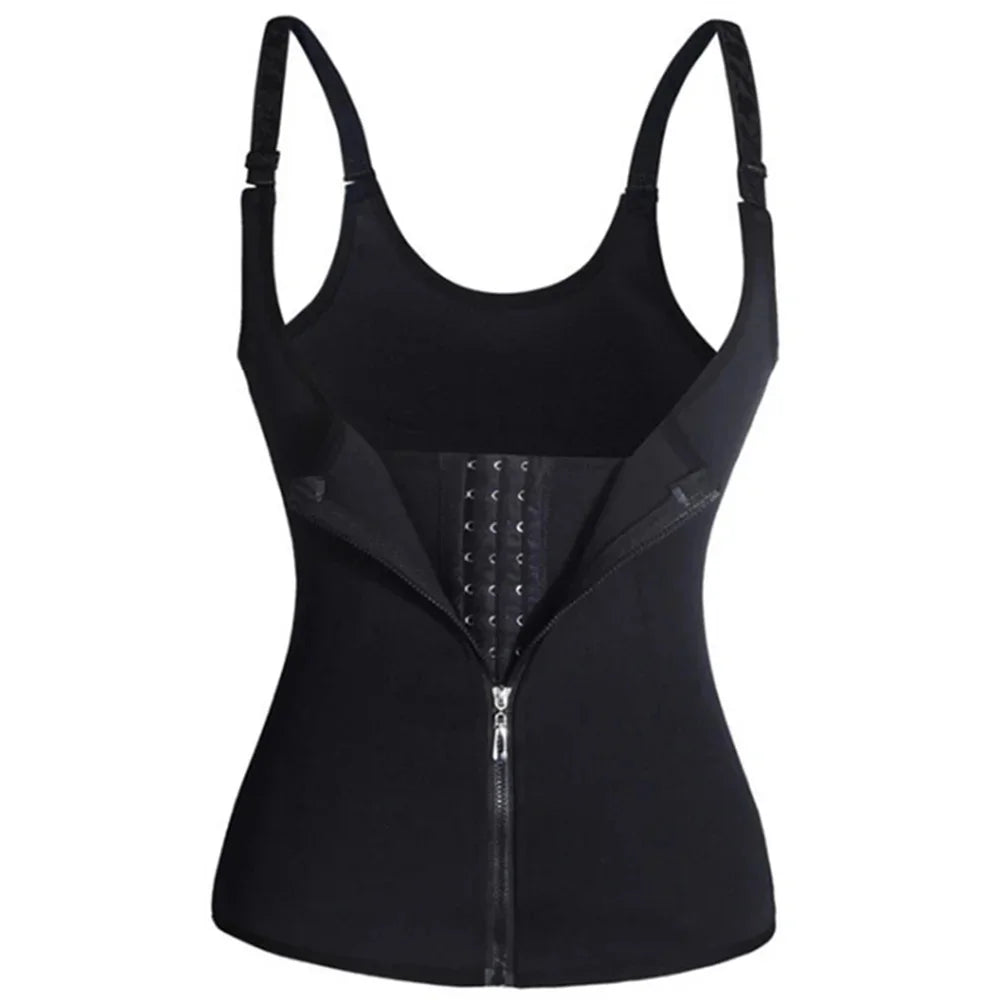 Waist Trainer Tank Top For Women Zipper Body Shaper Tummy Control Sleeveless Top, Women's Activewear Body Shaping Underwear - Daisan Mart