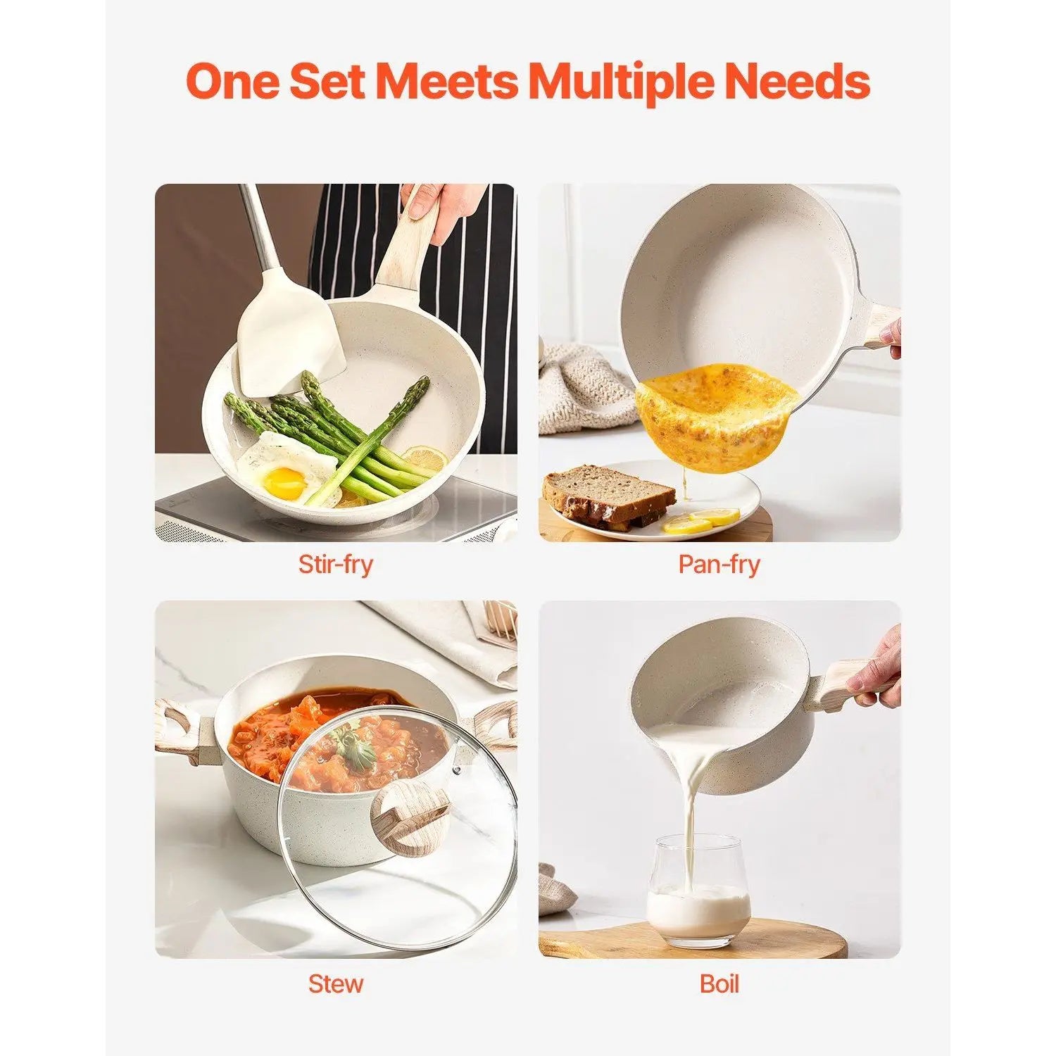 Bộ Nồi Chảo Bạch Ngọc 19 Món Chống Dính Induction