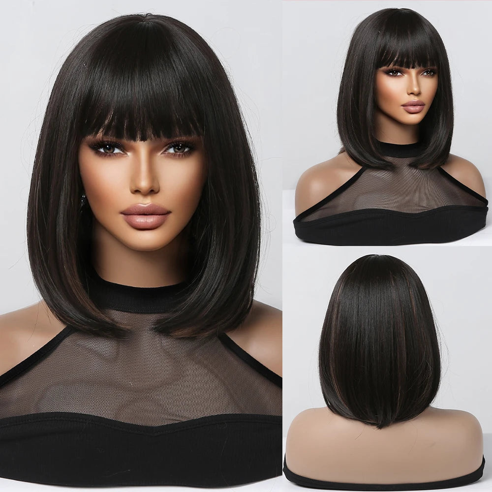 Ombre Xanh Trắng Tóc Giả Ngắn Cosplay Mái Thẳng - Daisan Mart