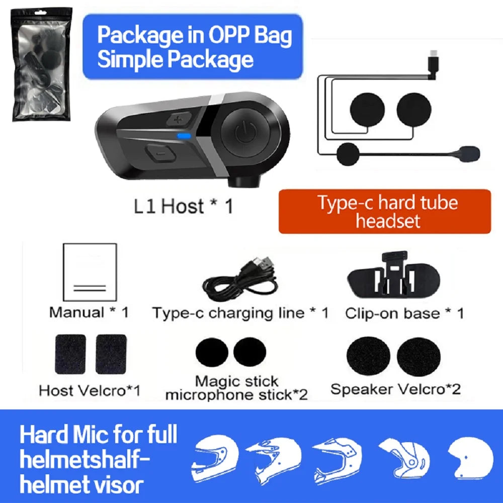 Wireless Bluetooth 5.3 Headset for Motorcycle Helmet