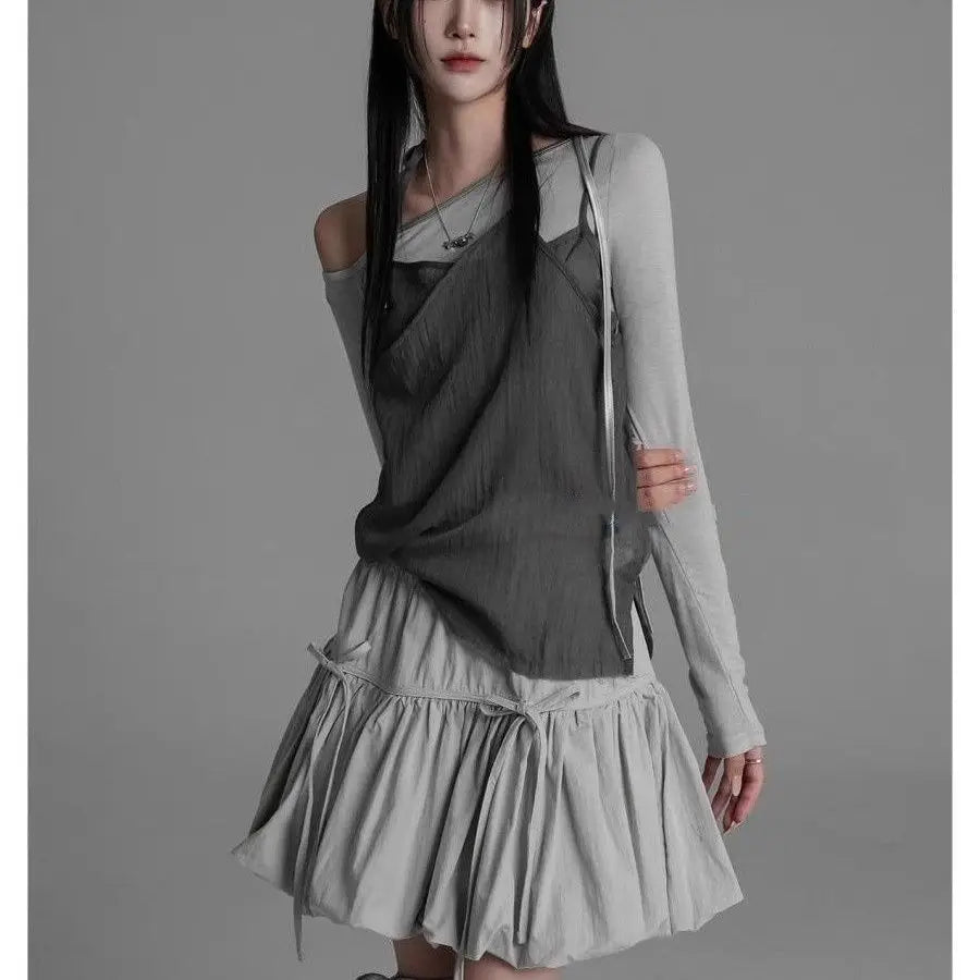 Yedinas Gothic Ball Gown Mini Skirt Women Summer 2024 Bow Korean Fashion Elastic Waist Pleated Short Skirt For Women Y2k Chic - Daisan Mart