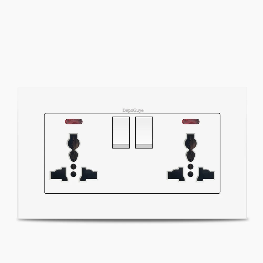 Universal 18W Type-C Plug Quick Charging Dual 3-pin Power Socket 220V,Wall electrical Socket with DC 5V 3.1A Type-c USB Charger