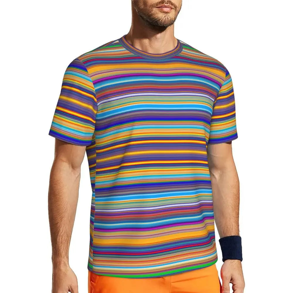 Stylish Mondrian Striped Men's Gym T-Shirt