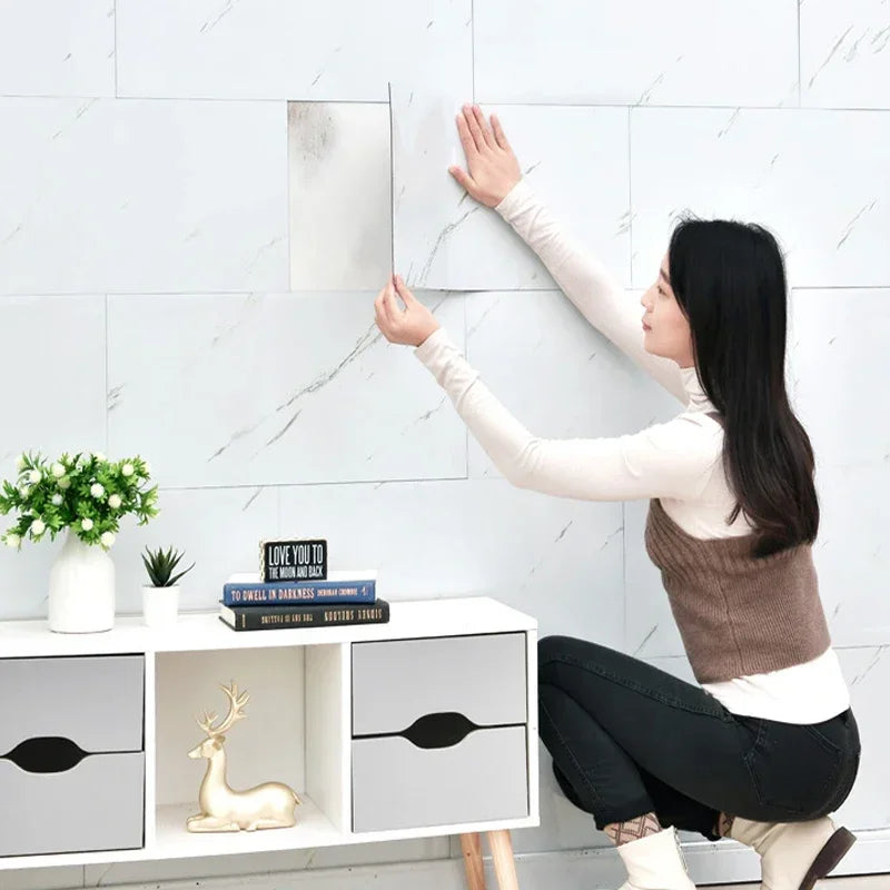 Imitation Ceramic Tile Wall Sticker Wallpaper Self-adhesive 3D Wall Decoration Bathroom Waterproof Marble Kitchen Wall Stickers