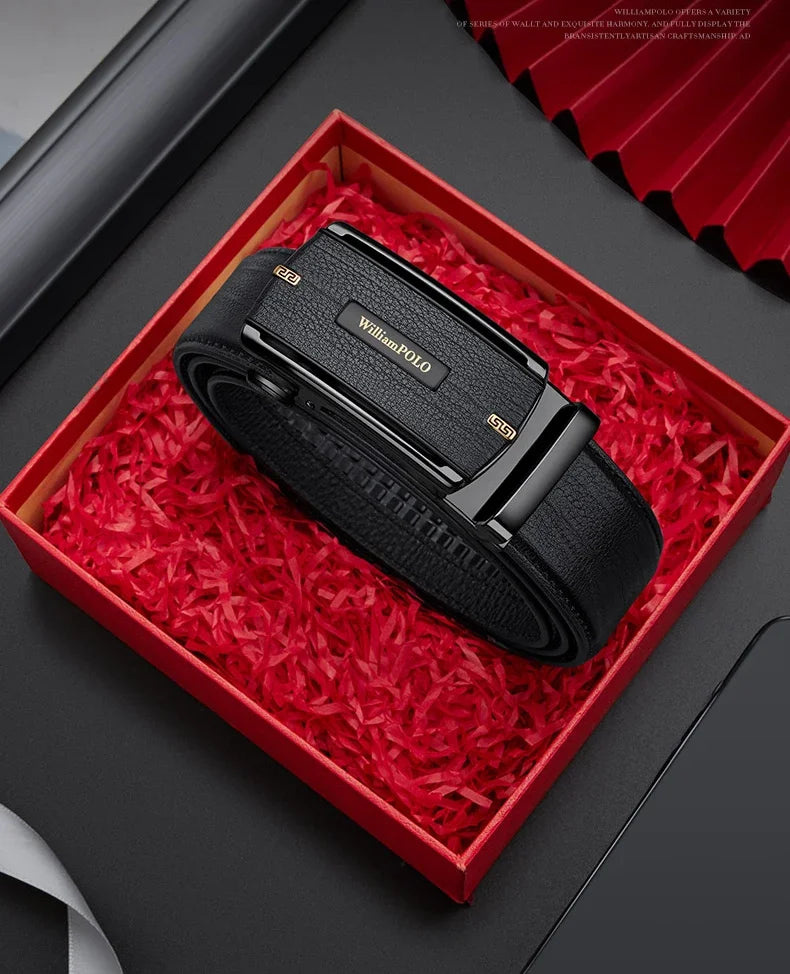 New 2024 high quality men's leather belt with automatic buckle