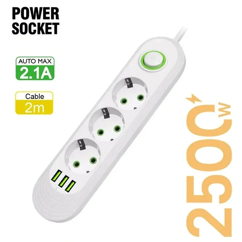 Ổ Cắm Điện Đa Năng 3/4/5 Cổng USB 2500W EU Plug - Daisan Mart