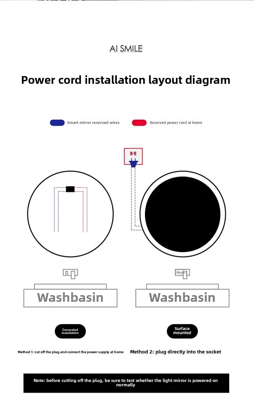 50CM Smart LED Mirror Anti-Fog Touch Sensor