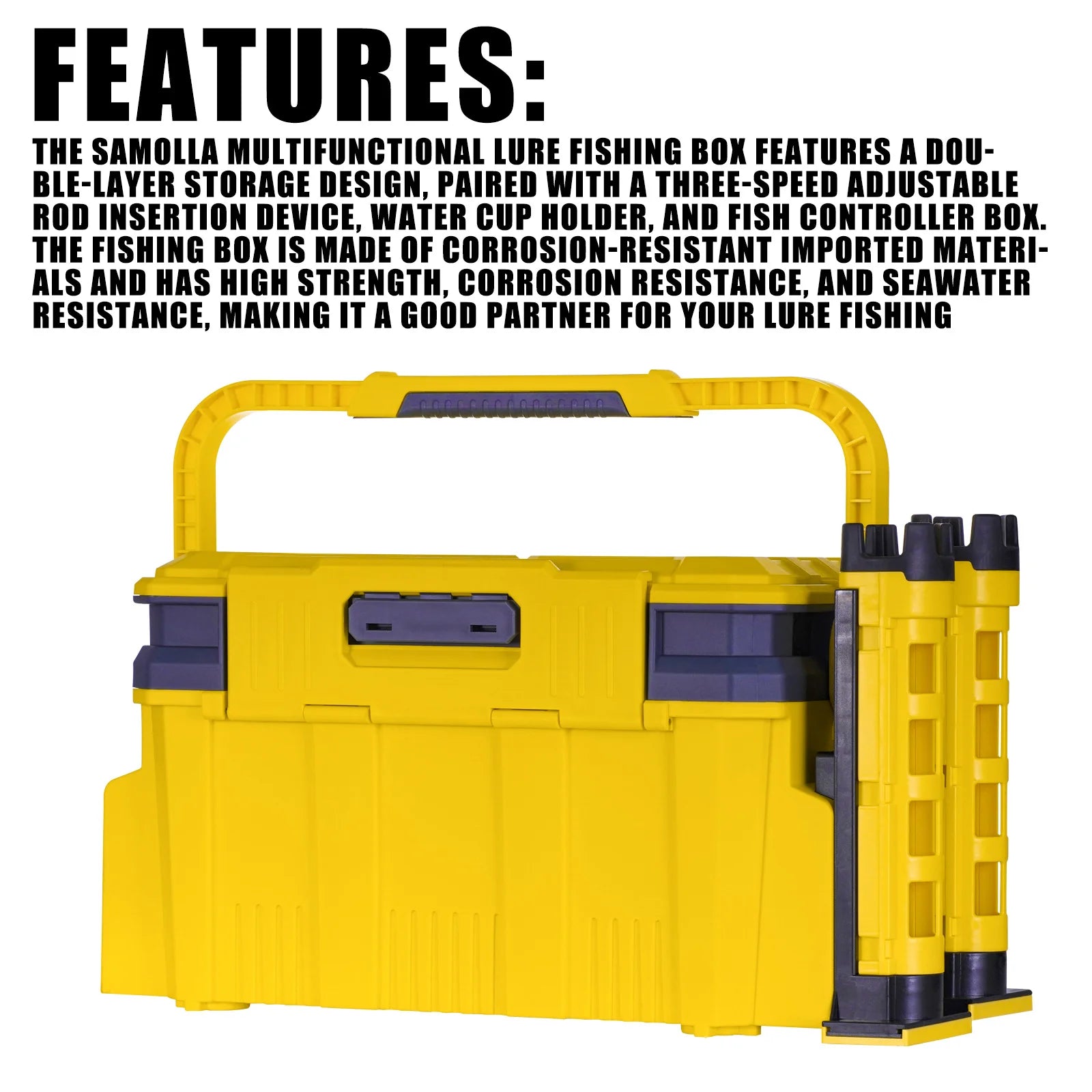 19.5L Multi-Function Fishing Box with Rod Holder &amp; Cup