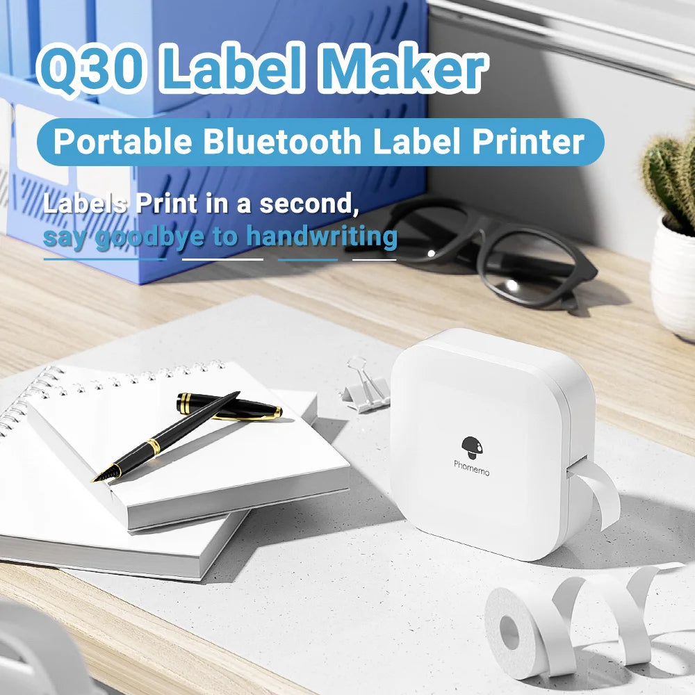 Phomemo Q30 Label Printer Mini Printer Pocket Thermal Label Maker Wireless Sticker Pocket Portable Printer Various Label Paper - Daisan Mart