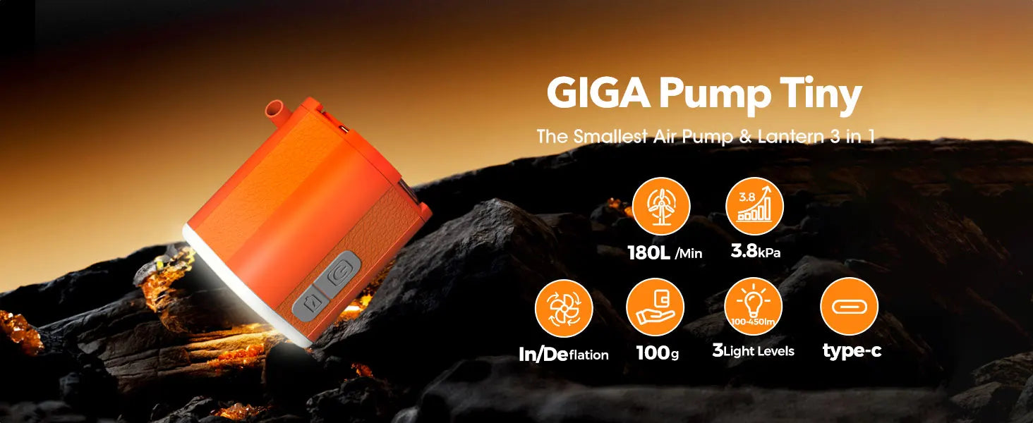 Aerogogo GIGA PUMP Mini Electric Pump - 3 Level Light
