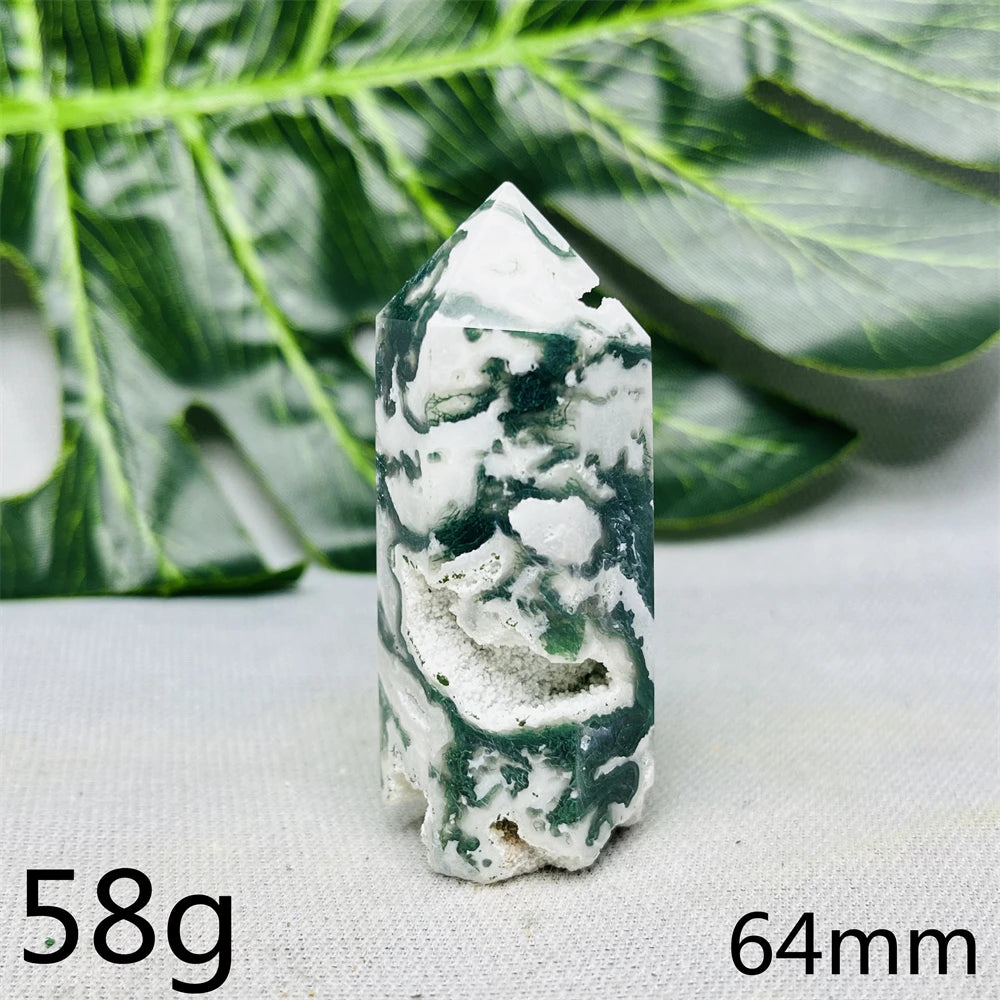 Natural Moss Agate Tower - Super Energy
