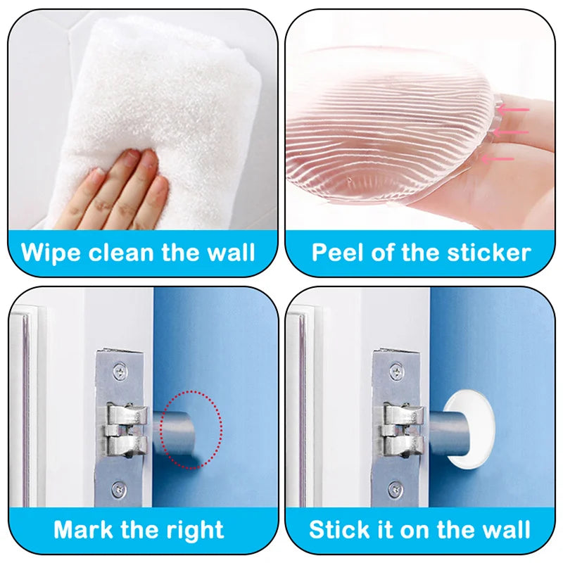 door knob wall shield Clear Soft Rubber Door Stopper door handle bumper Mute Stickers Wall Protector Muffler Pad Protective Plug