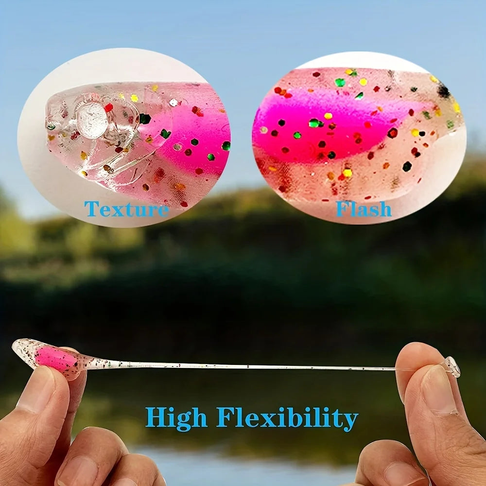 Bộ 24 Mồi Giả Mềm + 12 Lưỡi Câu Jig Đa Sắc 2inch