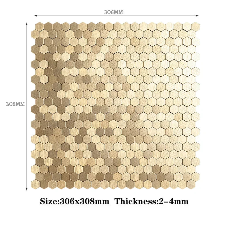 Mosaic Decorative Wall Stickers Aluminum-plastic Panel Self-Adhesive Moisture-proof Fireproof Bathroom Hexagon Tile Decoration