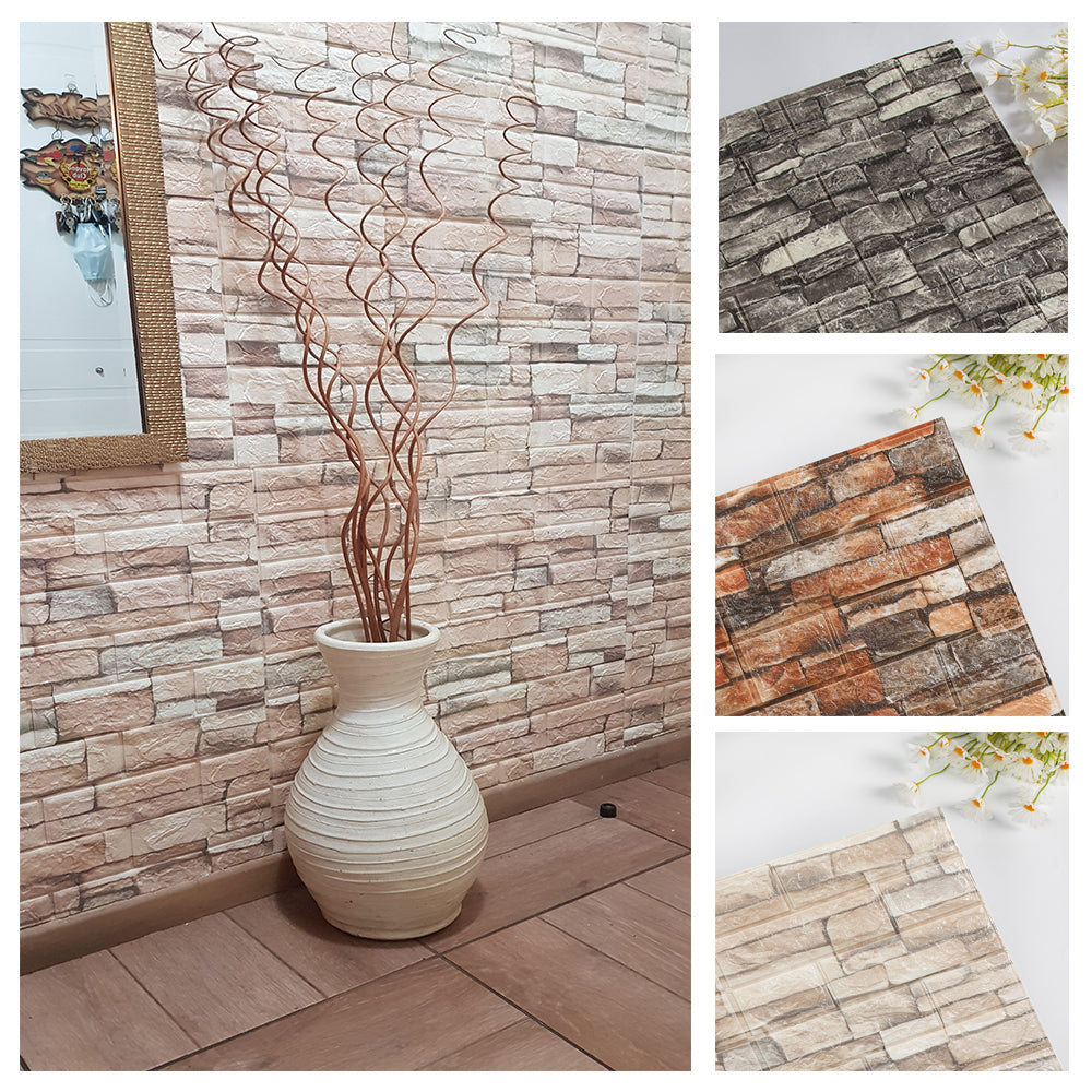 10 Pcs 3D Peel and Stick Wall Stickers Home Decor Living Room Waterproof Foam Vinyl PVC 70X77CM Self Adhesive Panels Wallpaper