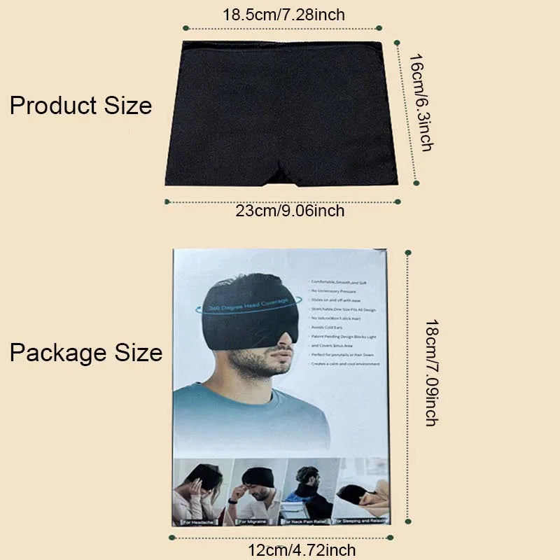 3D Black Gel Sleeping Mask, Headache Relief, Stretchy