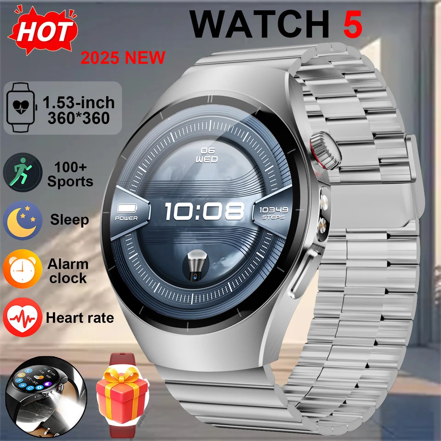 Đồng Hồ Thông Minh 2025 - Watch 5 AMOLED Chống Nước IP68