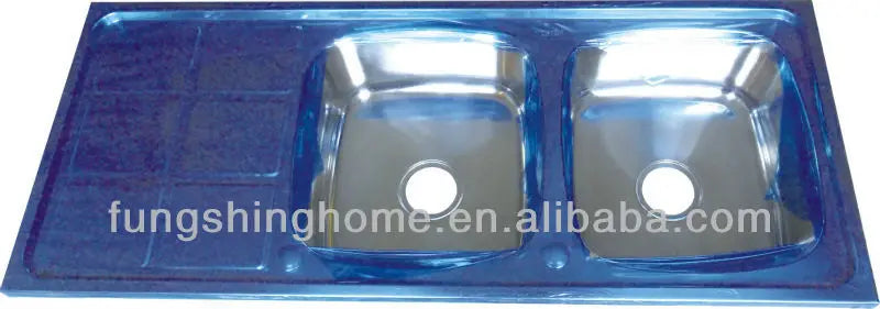 Modern Double Bowl Kitchen Bathroom Sink Mini Family Farmhouse Stainless Steel Washing Basins with Drainboard for Apartments - Daisan Mart