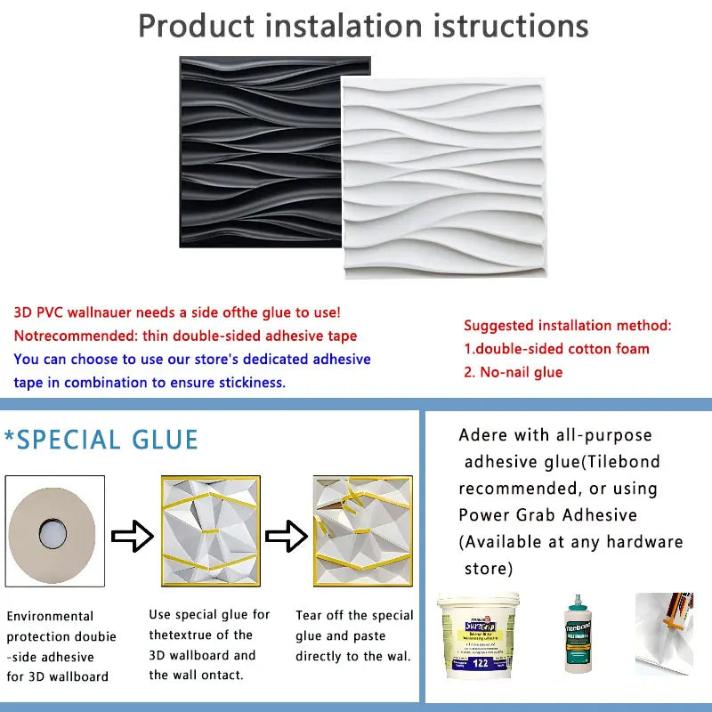 3D Wave Wall Panels 30x30cm Living Room Decoration