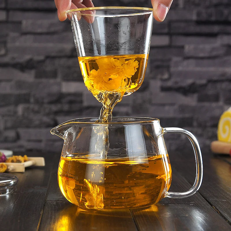 450ml 650ML Penguin Shape Glass Teapot with Infuser Chinese Tea Ceremony Transparent Teawear Set Cup Kung Fu Tea Maker
