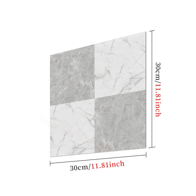 Black And White Mosaic Tiles Marble Texture Floor Sticker Kitchen Floor Renovation Decorative Stickers Self-adhesive Wallpaper