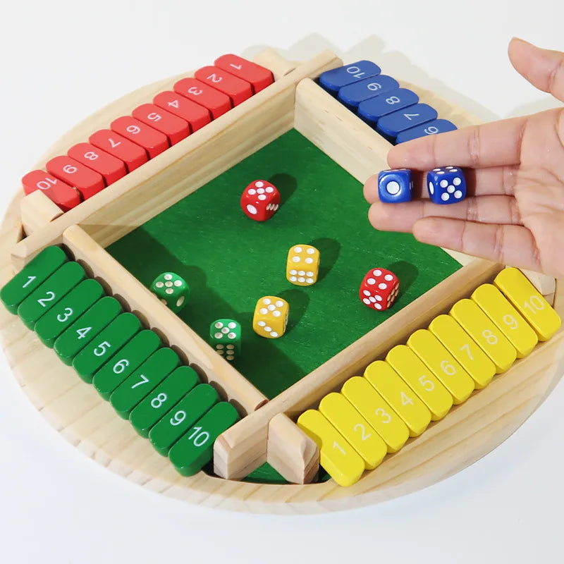 Round Flipping Game, Wooden Number Game, Shut The Box Dice Game - Parent-Child Board Game, Bar Party, Leisure Gambling Game