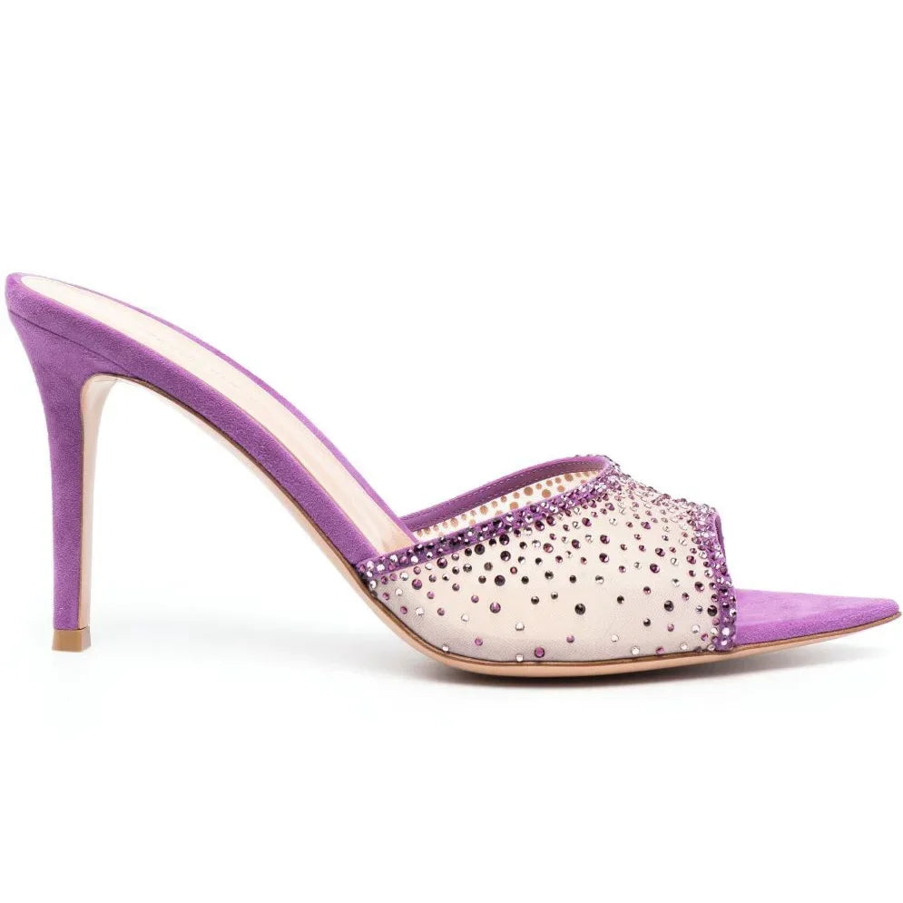 Women's Pointed Toe Rhinestone High Heel Sandals for Elegant Party