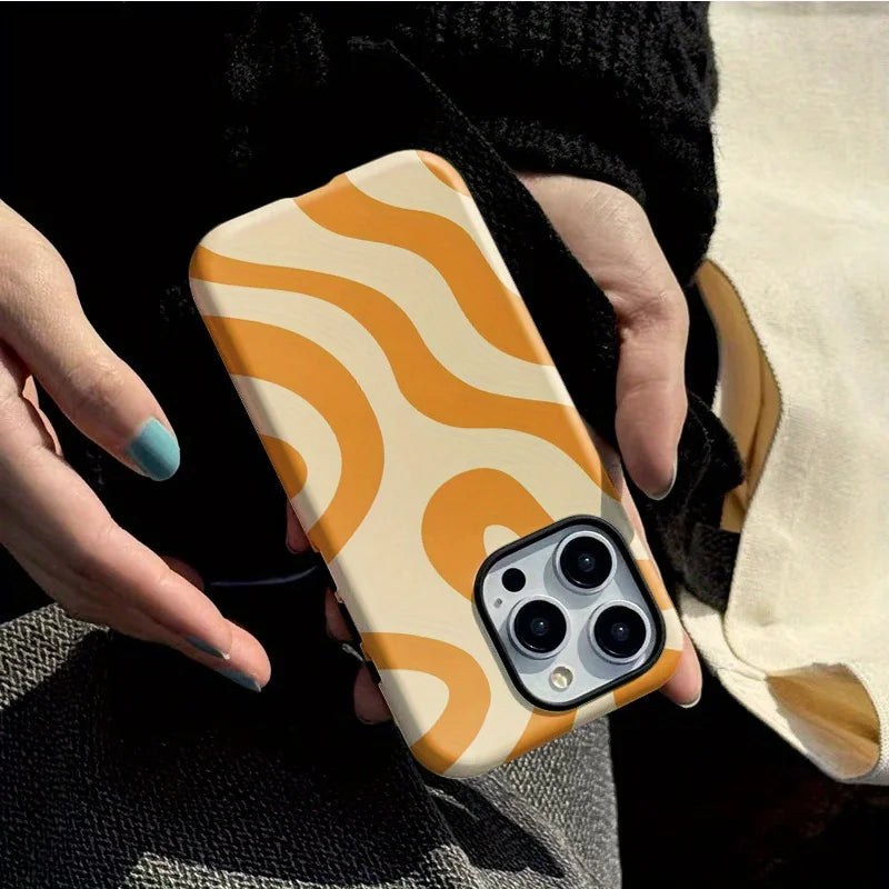 Phone Case for iPhone 16 15 14 13 12 11 X XS XR XSMAX 7 8 Pro Max Plus Luxury Yellow Lines Simple Fashi Double-layer Back Cover - Daisan Mart