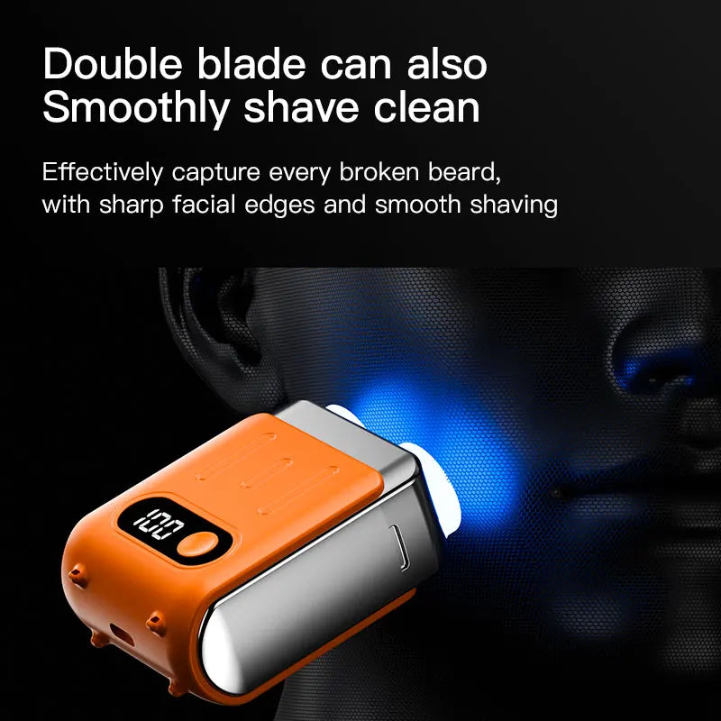 Mini Electric Smart Shaver Dual Blade Household Car Shaver Digital Display Rechargeable Shaver Powerful Beard Trimmer Tool