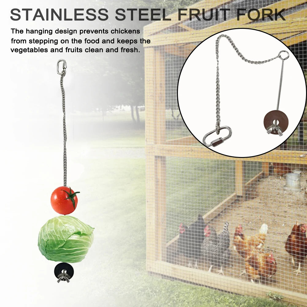 Pet Parrot Stainless Steel Feeder Fruit Corn Fork Toys Chicken Vegetables Holder Hanging Feeding Stick Feeder Pet Accessories