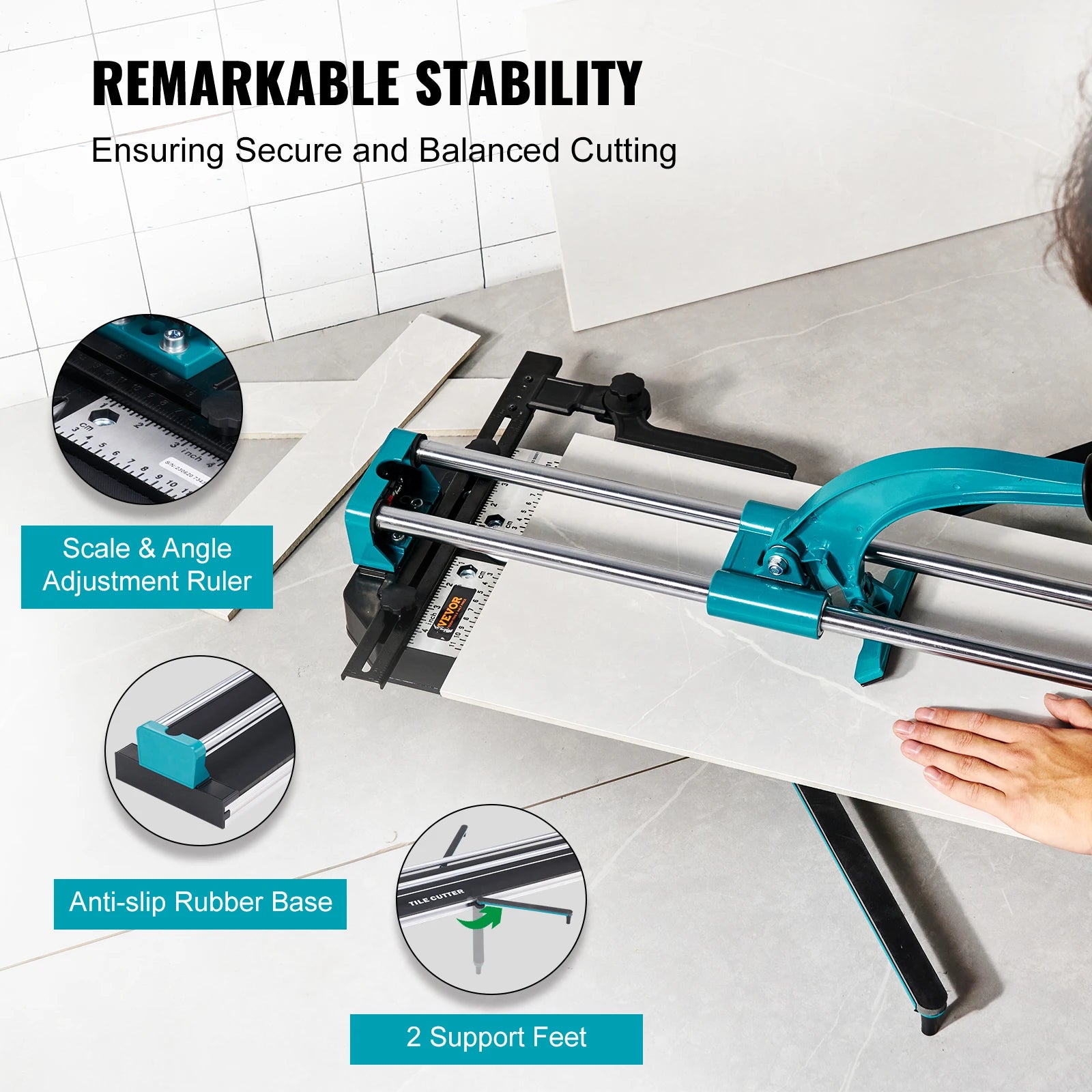 SucceBuy Manual Tile Cutter 48 in Porcelain Ceramic Tile Cutter with Tungsten Carbide Cutting Wheel Positioning Anti-Skid