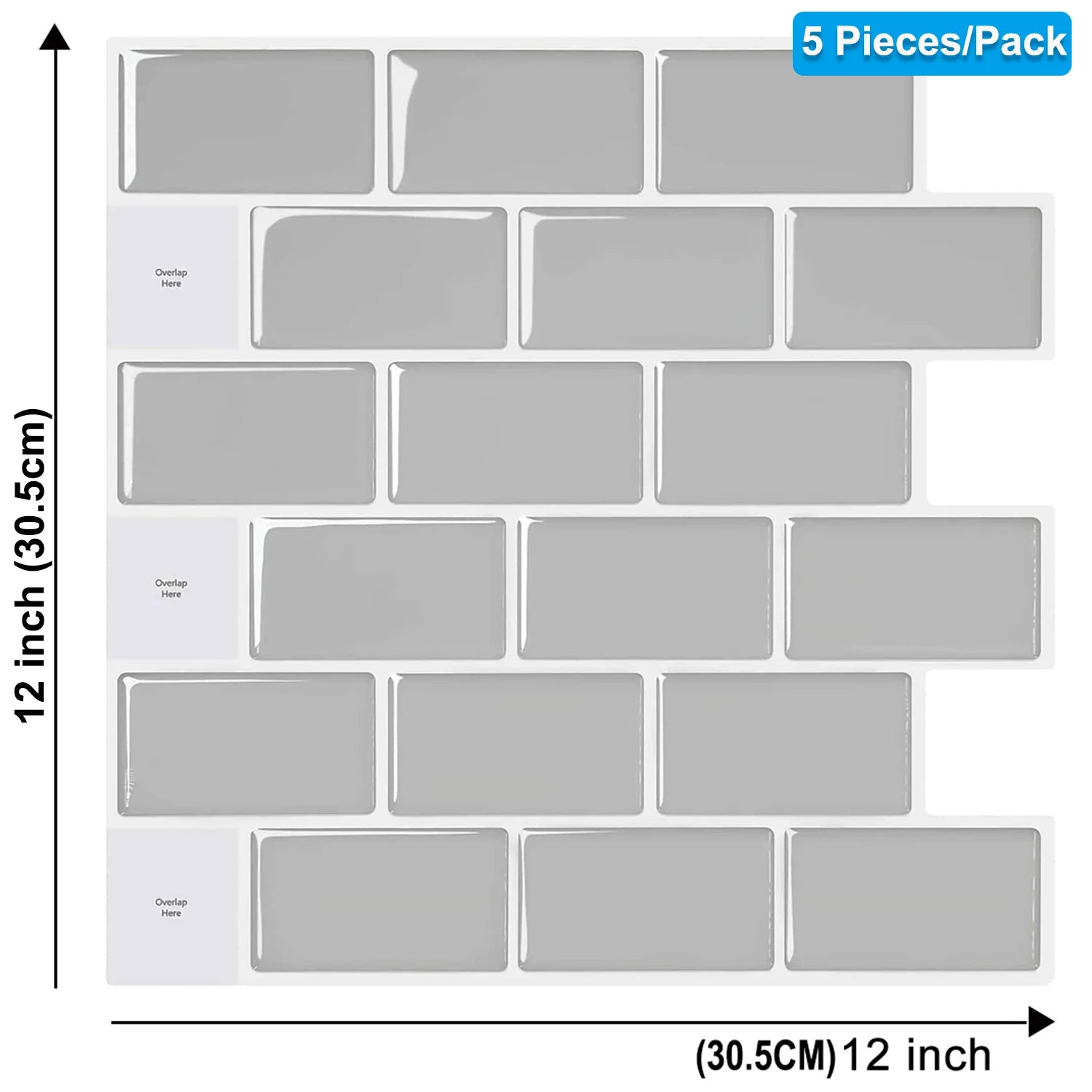 5/10pcs 3D Waterproof Kitchen Wall Sticker 12*12 inch Strong Adhesive Peel And Stick Tiles Home Wallpaper