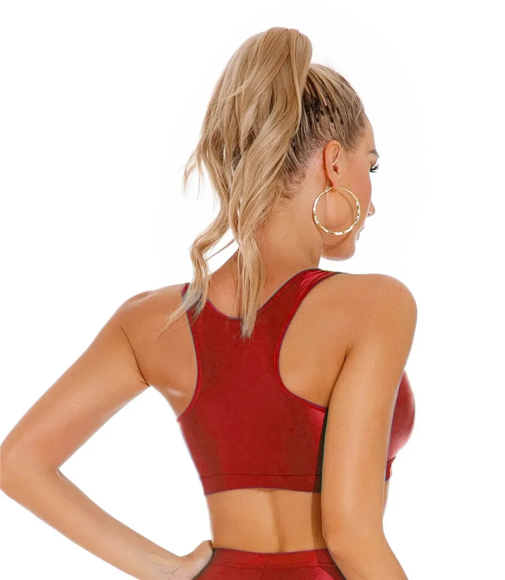 Women's Sexy Crop Top Bodycon Sports U-Neck