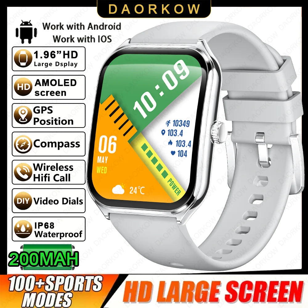 Đồng hồ thông minh mỏng nhẹ 1.96'' hỗ trợ 100+ môn thể thao