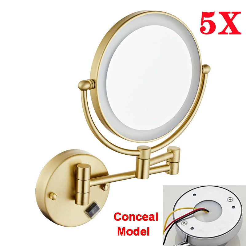 High-end Brushed Gold LED Hotel Makeup Mirror