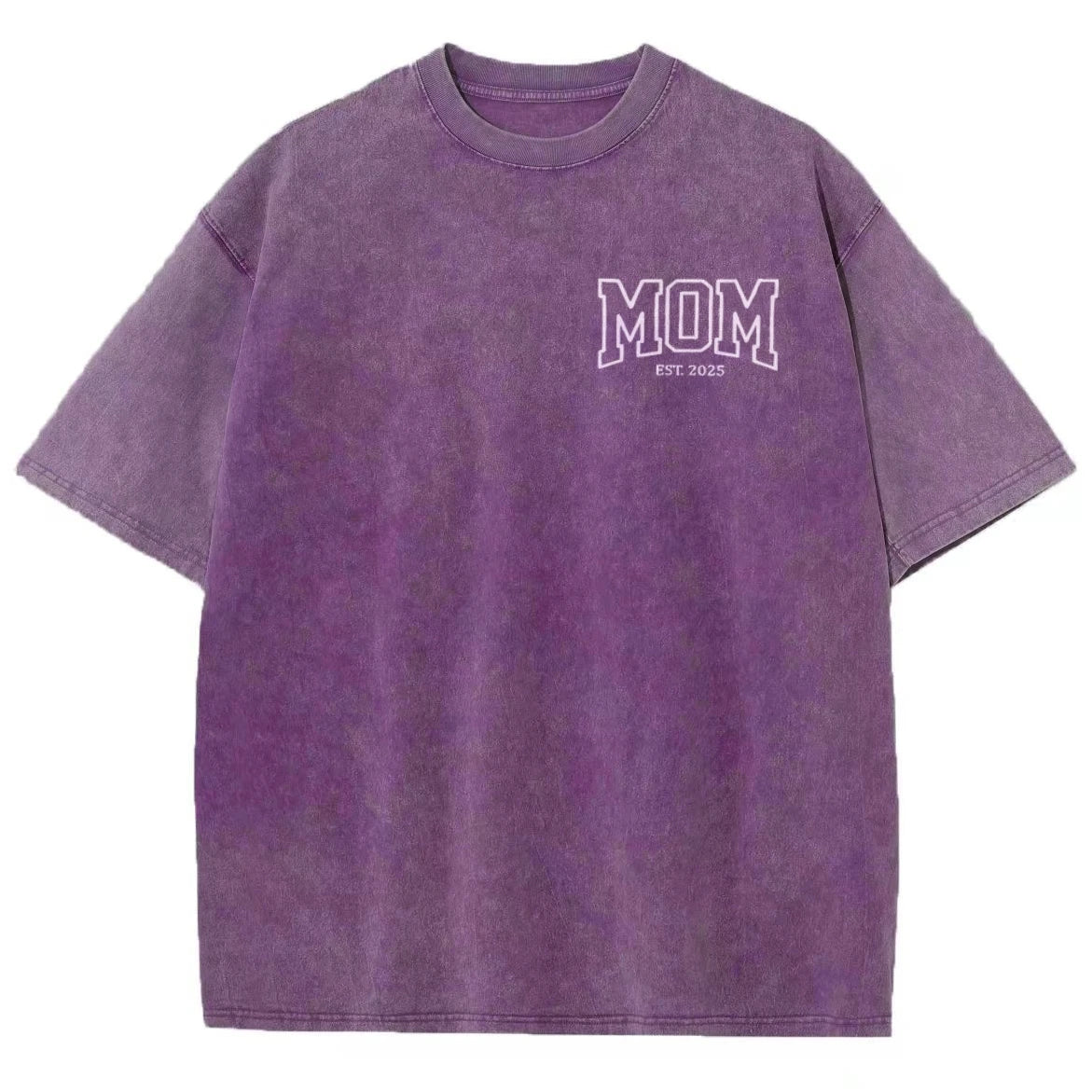Unisex T-shirt Embroidered with MOM EST 2025 Denim Style