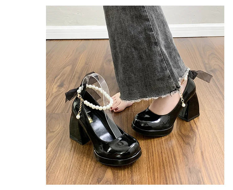 Giày Cao Gót Nữ Sang Trọng Nơ Lụa Dự Tiệc Cưới