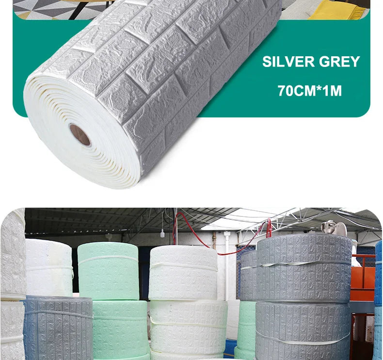 Giấy Dán Tường 3D Chống Thấm Gạch 70cm*10m Nội Thất