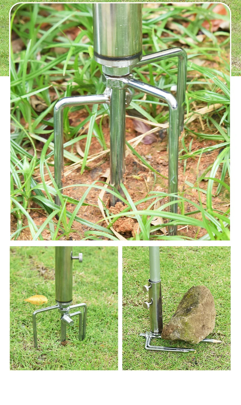 Ô Câu Cá Inox Chịu Lực, Chân Đế 4 Chân Chống Gió
