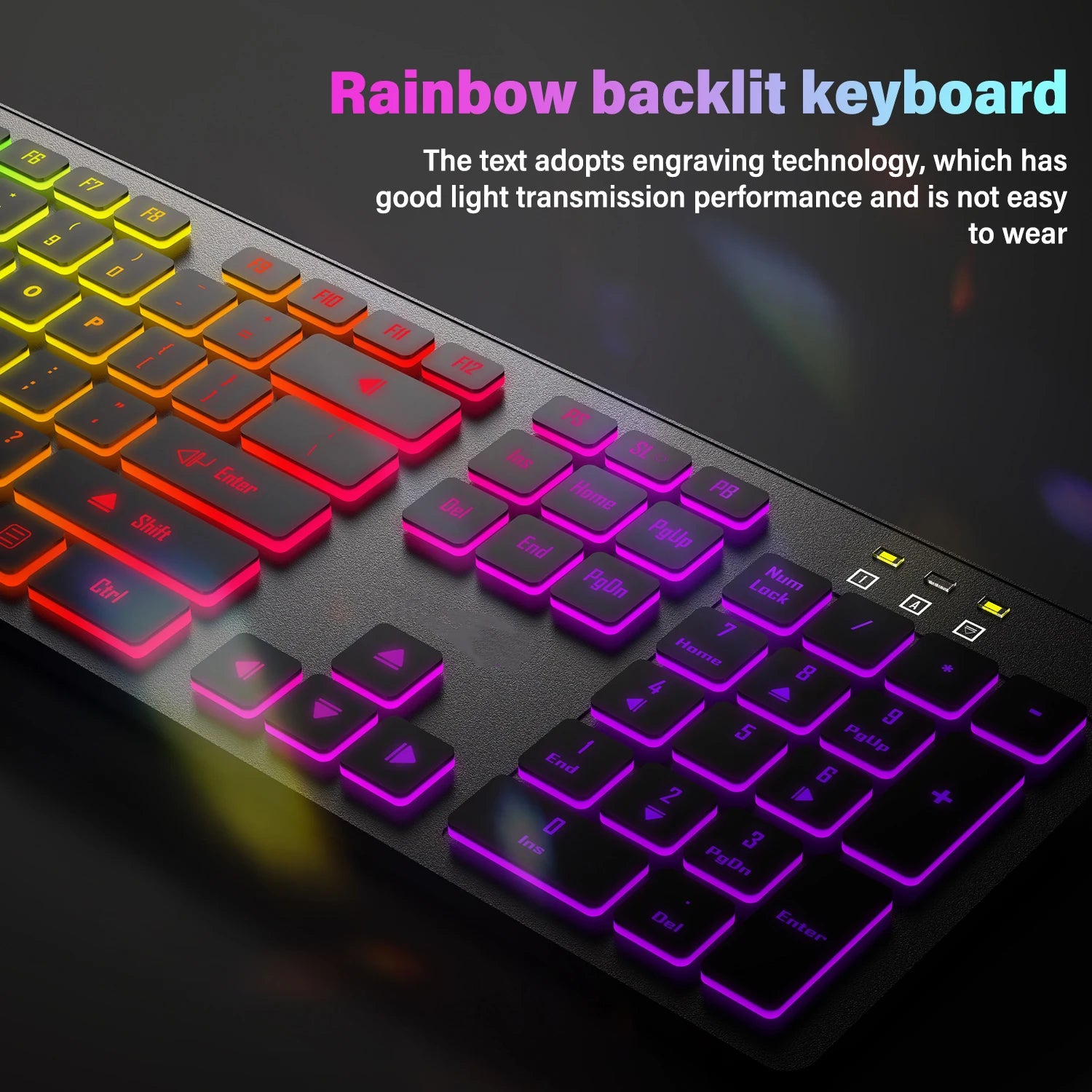 Wired RGB Gaming Mechanical Keyboard, LED Lights, Super Quiet