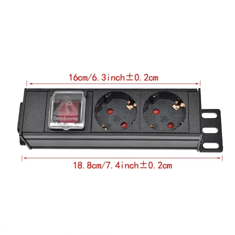 Ổ Cắm PDU Nhôm Tủ Điện 2-10 Ổ Chuẩn Đức Có Công Tắc - Daisan Mart