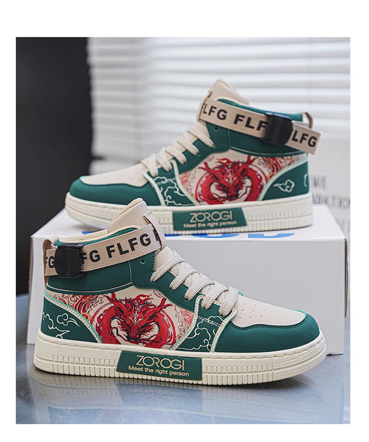 High-end Men's Sneakers with Fashionable Printed Patterns