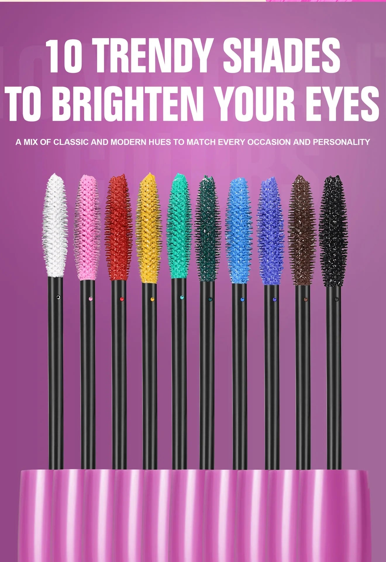Waterproof, Thick, Long-Lasting Multi-Color Mascara 10 Colors