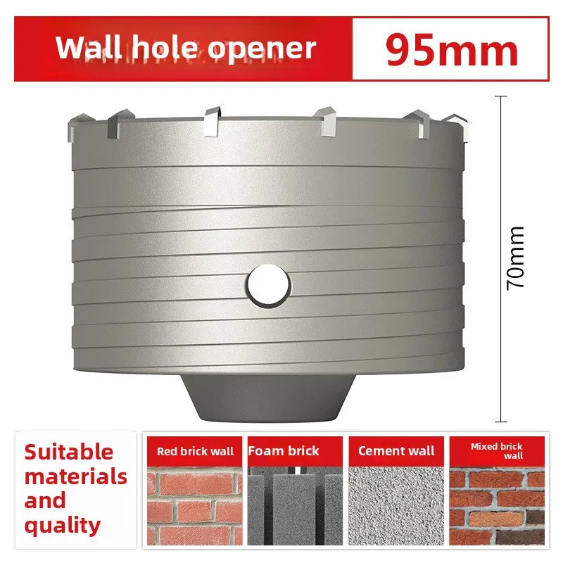 Wall hole opener drill bit impact drill set for drilling brick walls, air conditioning, concrete, and expanding water pipes.