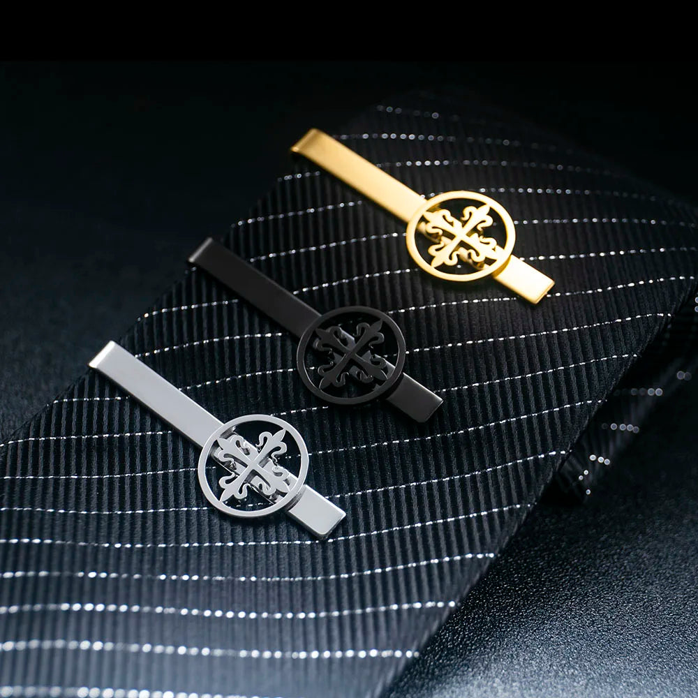 Kẹp Cà Vạt Thánh Giá Hoa Huệ Inox Dành Cho Chú Rể