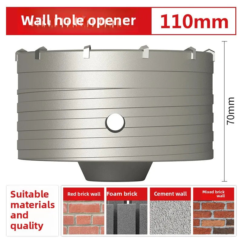 Wall hole opener drill bit impact drill set for drilling brick walls, air conditioning, concrete, and expanding water pipes.
