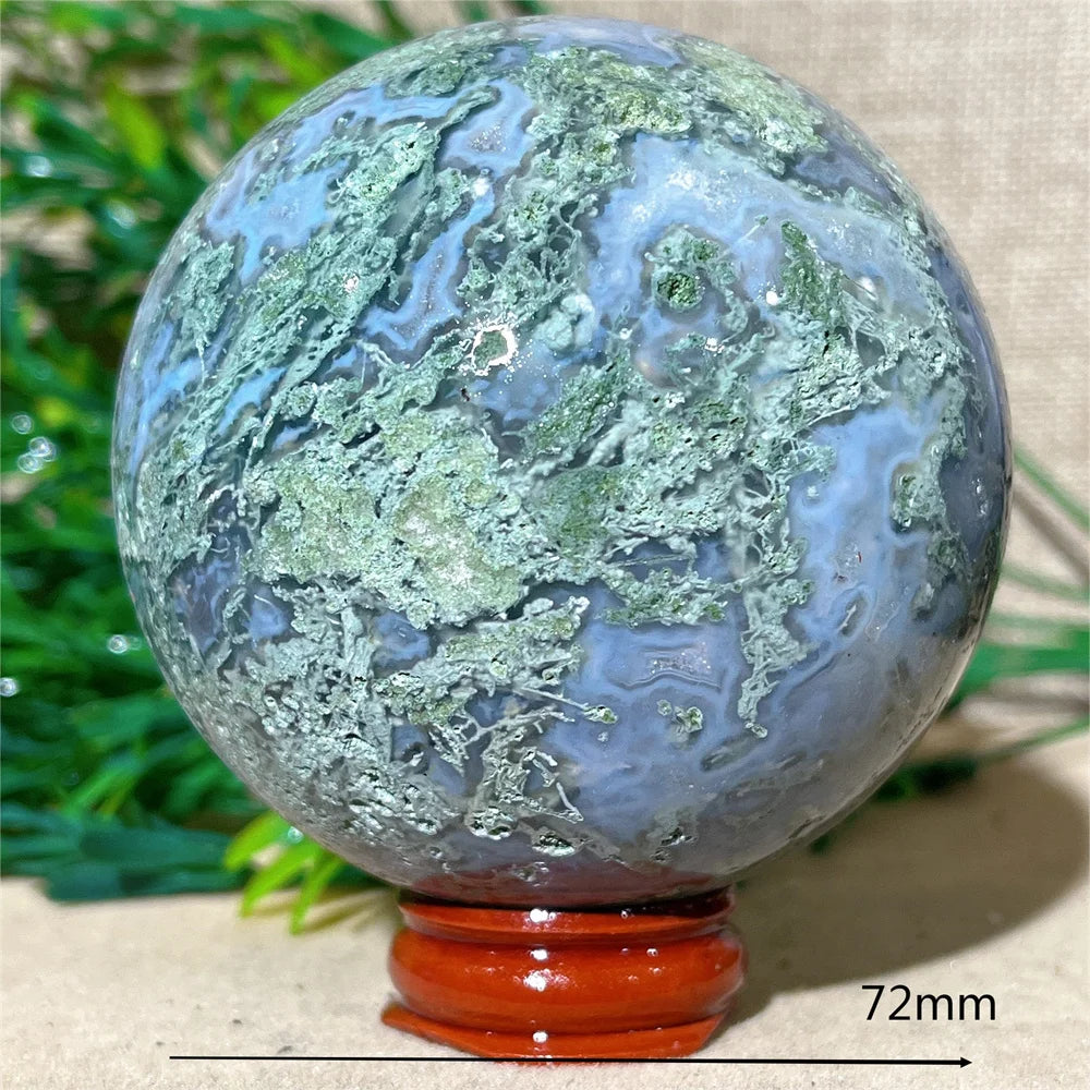 Moss Agate Ball - Spiritual Power &amp; Decoration