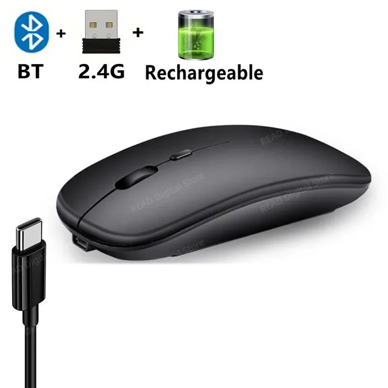 Wireless Mouse Bluetooth-Compatible Gaming Mouse (Dual Mode:BT+2.4Ghz) Ergonomic Rechargeable Mice for PC/Laptop/Macbook ﻿