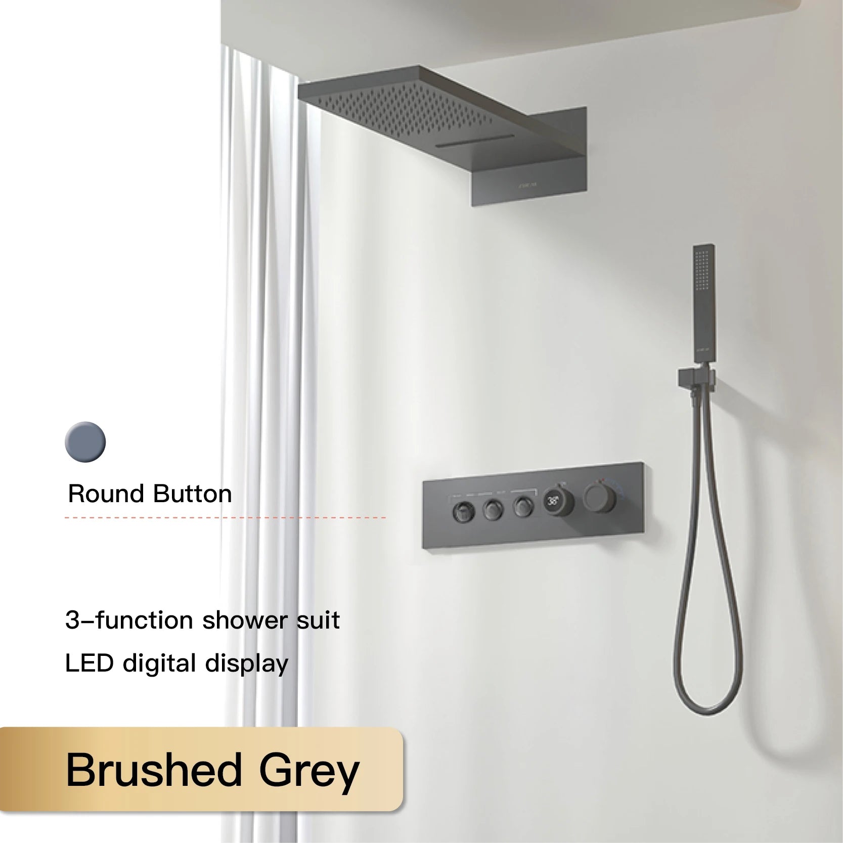 Vòi Sen Đen Cao Cấp LED Hiển Thị Số 4 Chức Năng