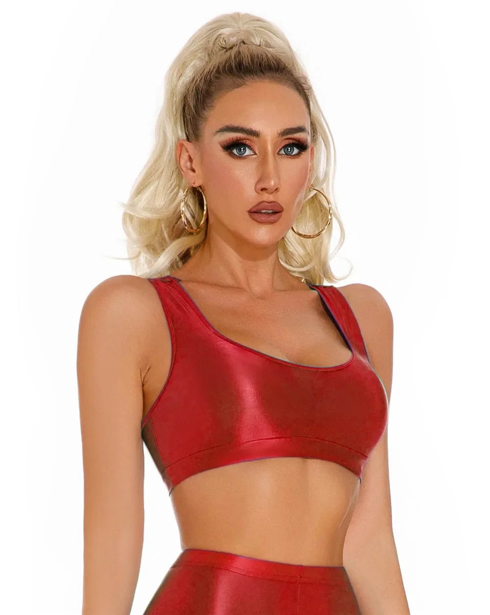 Women's Sexy Crop Top Bodycon Sports U-Neck
